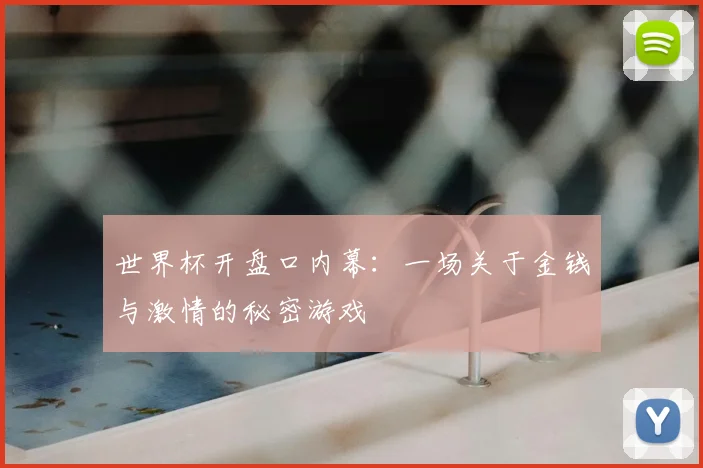 世界杯开盘口内幕：一场关于金钱与激情的秘密游戏